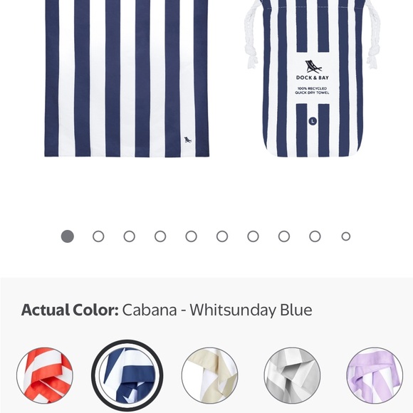 Blue and White Striped Drawstring Bag with a large towel - Picture 3 of 7